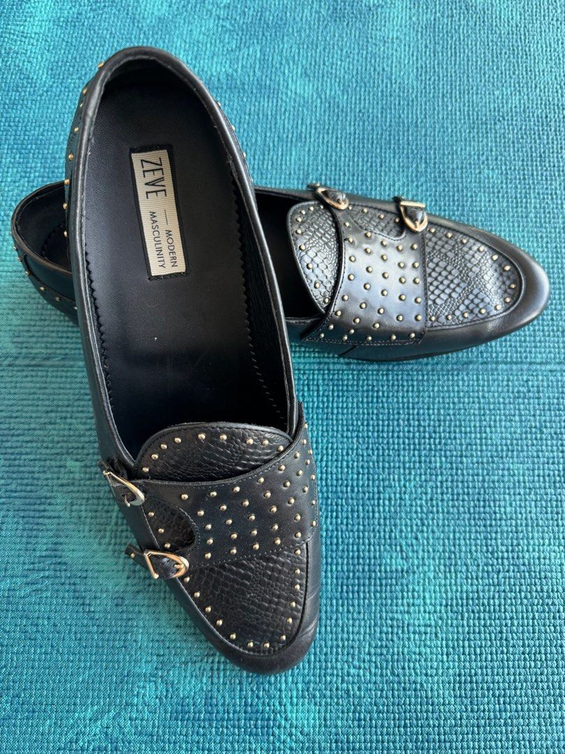 Mens black loafers with new arrivals spikes
