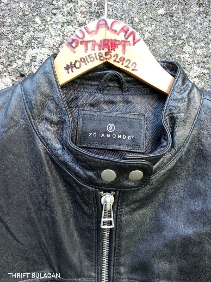 7 diamonds leather top jacket