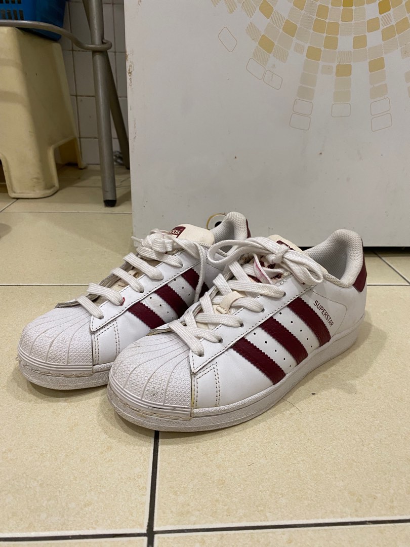 Adidas Superstar Maroon Women s Fashion Footwear Sneakers on
