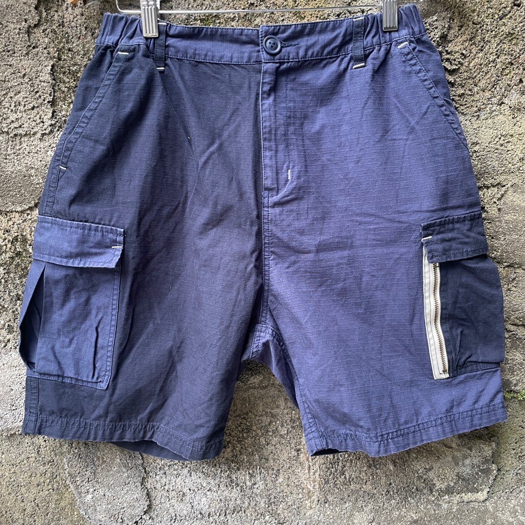 Ad-lib Color Block Navy Blue Ripstop Utility Cargo Shorts, Men's ...