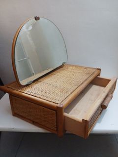 Affordable Ratan Vanity Mirror with storage,
45x30x13 cm