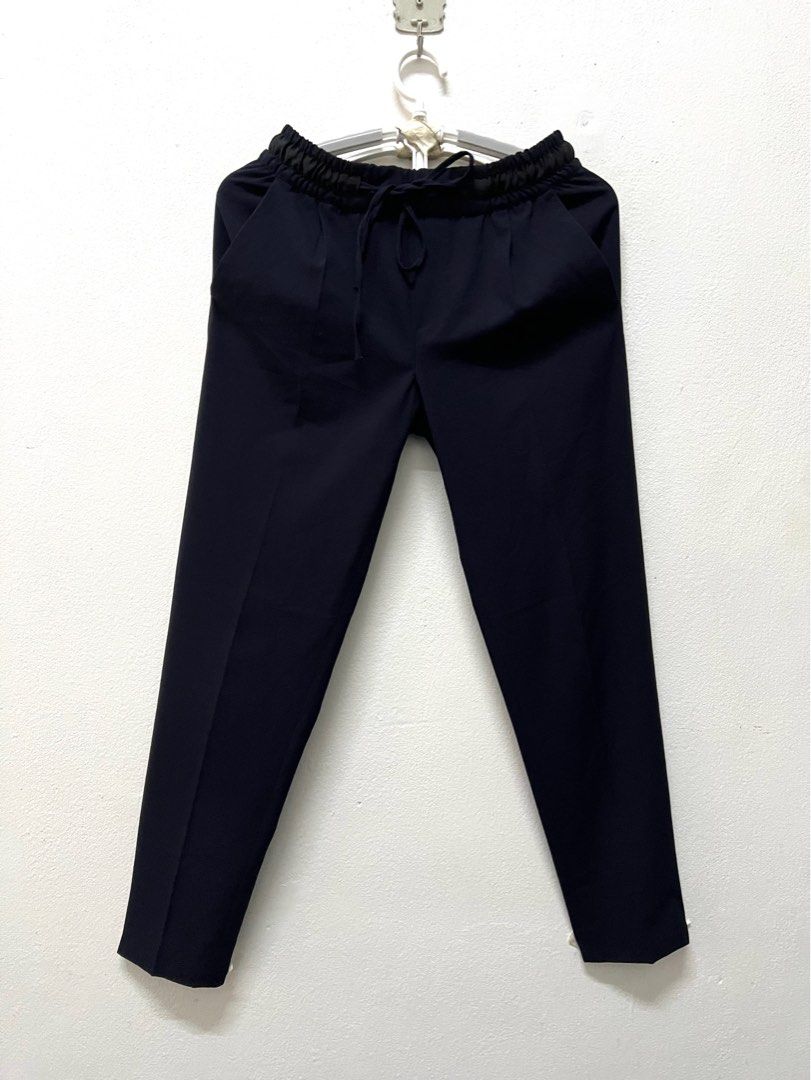 ANN4560: ZARA women XS To S size drawstring waist navy blue pants