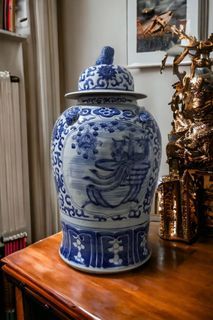 Antique  blue and white  jar