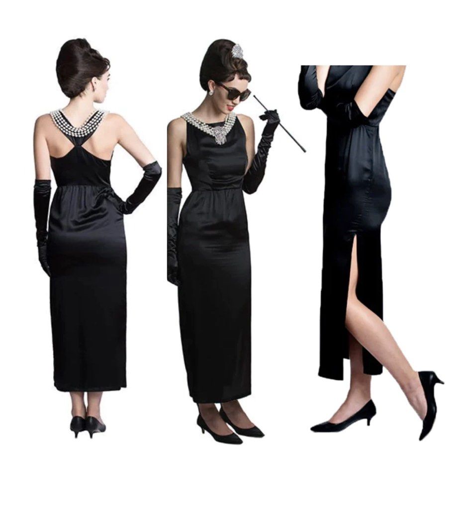 Audrey Hepburn’s Iconic Dress Set (Category: Sets or Coordinates) located in Bulacan. Submitted by Padmeph (Listing ID 1285674743, Image 1). Description: Bought from Utopiat. Size small to medium. Dress set inclusions: Satin Dress Satin gloves Tiara Pearl Necklace Earrings Cigarette holder.