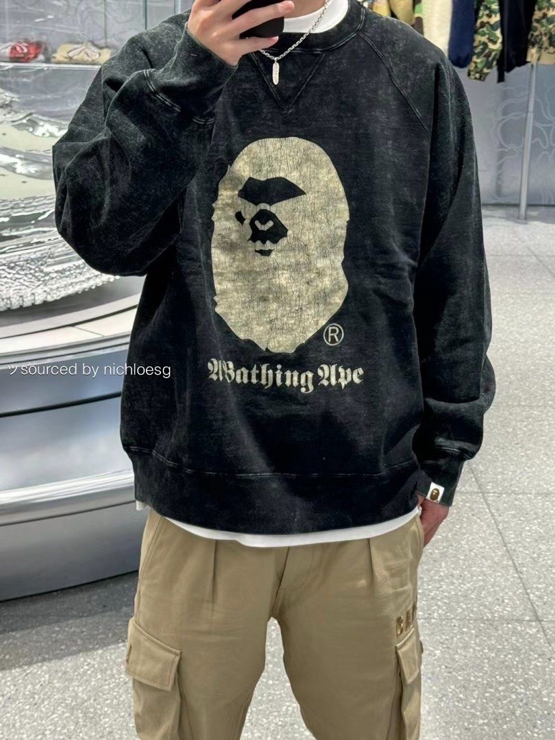 BAPE A BATHING APE OVERDYE RELAXED FIT CREWNECK, Men