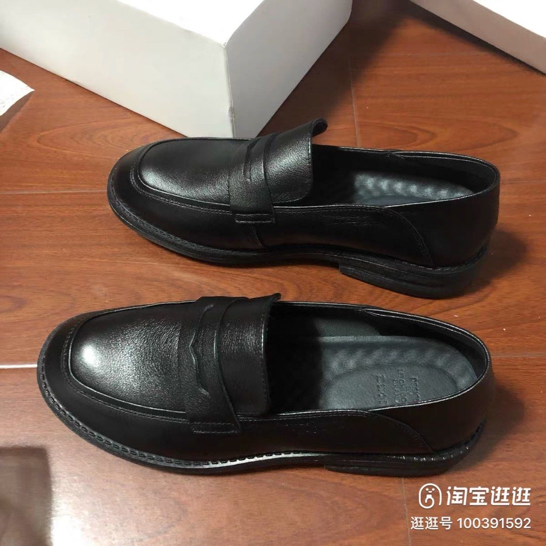 Black genuine leather loafers Women s Fashion Footwear Loafers