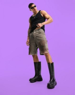 Black wellington rain boots chunky dad sole Rick Owens styled waterproof rave concert waterbomb festival mud high knee US11 UK10 US9.5 UK9 Men s Fashion Footwear Boots on Carousell