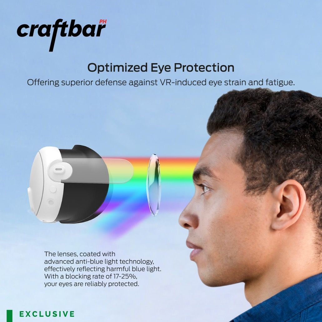 Blue Light-Blocking Lenses with Magnetic Frames for Meta Quest 3 | craftbarPH (Category: Virtual Reality) located in Bulacan. Submitted by craftbarph (Listing ID 1285625360, Image 2). Description: Elevate your Meta Quest 3 experience with our Blue Light Blocking Lenses, designed to reduce eye strain and enhance visual comfort during extended VR sessions. Non-Prescription Blue Light Blockers A great option for those with perfect 20/20 vision, the 