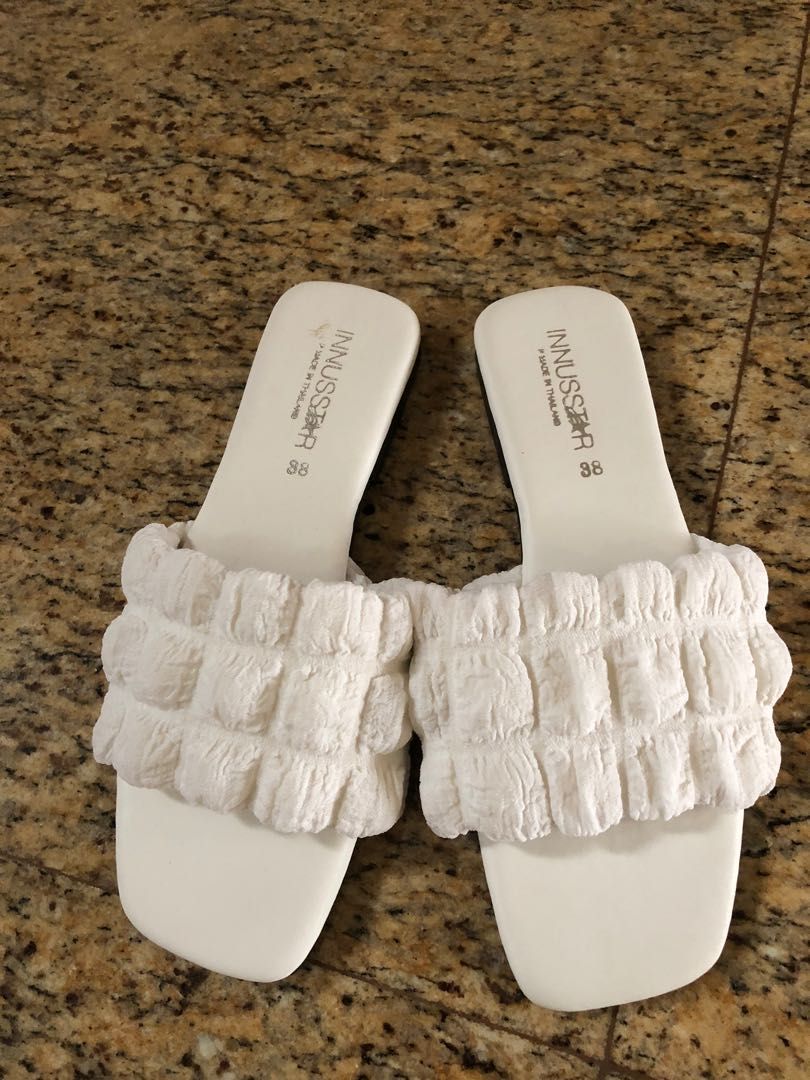 White outlet slide slippers