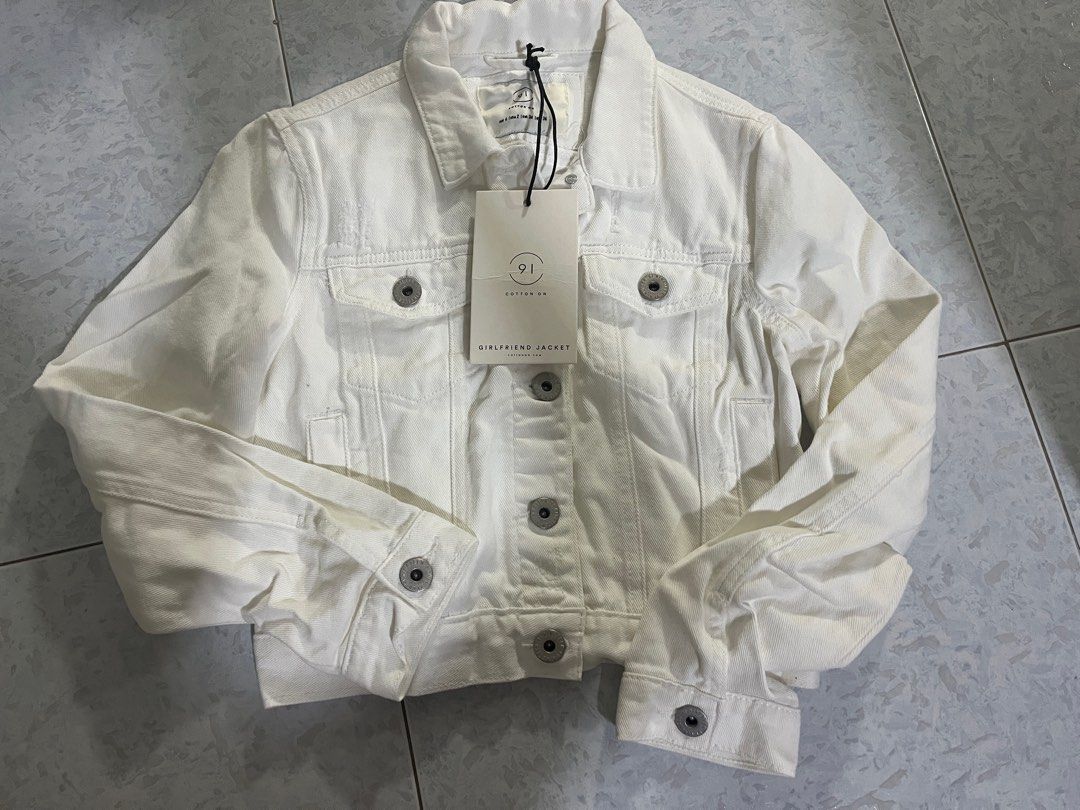 White cotton clearance denim jacket