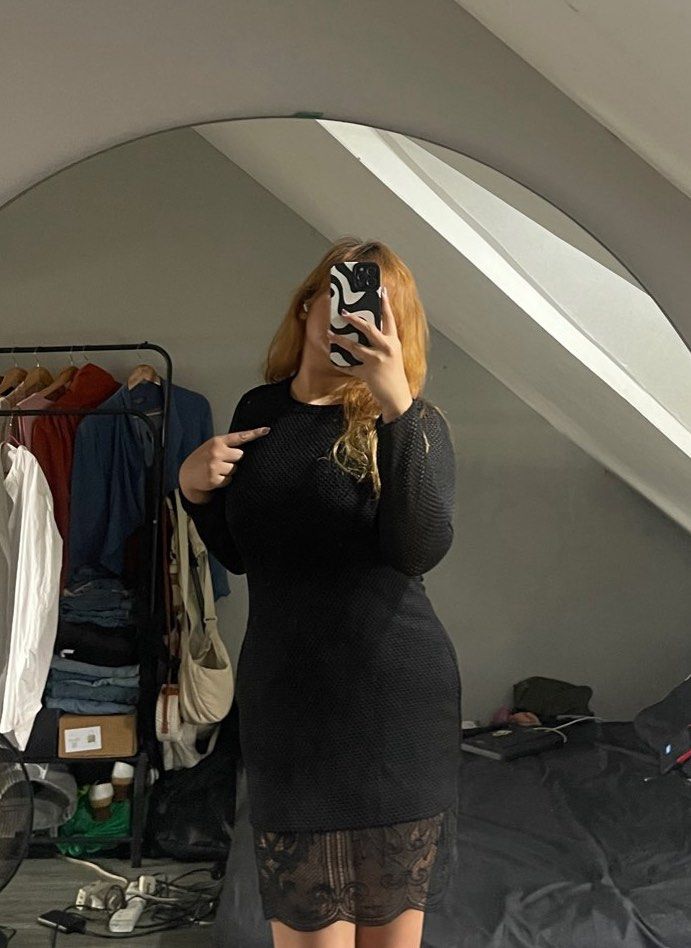 black flare long sleeve dress Karen Kane 3/4 Sleeve Fit & Flare Dress in Black Medium