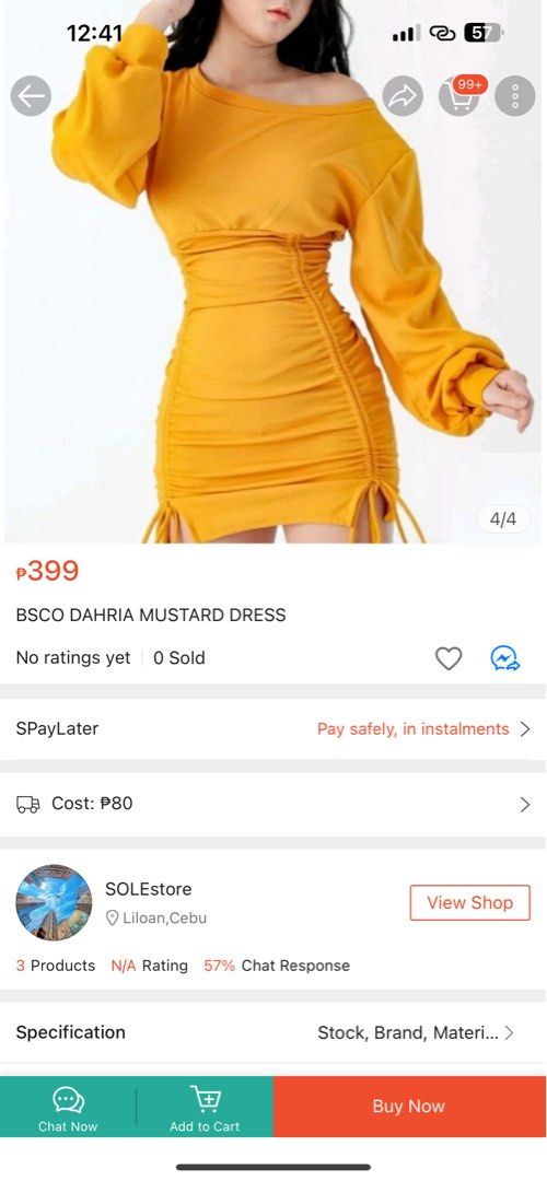 BSCO DAHRIA MUSTARD DRESS (Category: Dresses) located in Tuguegarao City. Submitted by mefinds (Listing ID 1285724684, Image 2). Description: Very pretty nito 🥹 Worn for fitting lang Small-medium Og price: ₱399 Selling price:250 Rfs: decluttering .