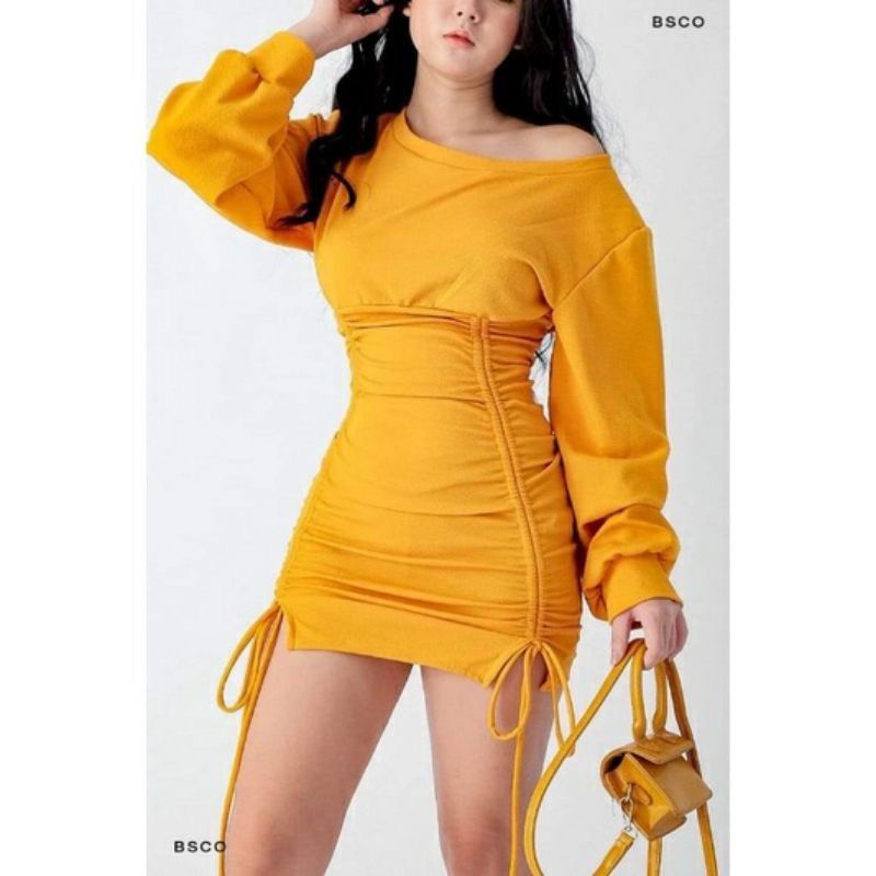 BSCO DAHRIA MUSTARD DRESS (Category: Dresses) located in Tuguegarao City. Submitted by mefinds (Listing ID 1285724684, Image 1). Description: Very pretty nito 🥹 Worn for fitting lang Small-medium Og price: ₱399 Selling price:250 Rfs: decluttering .