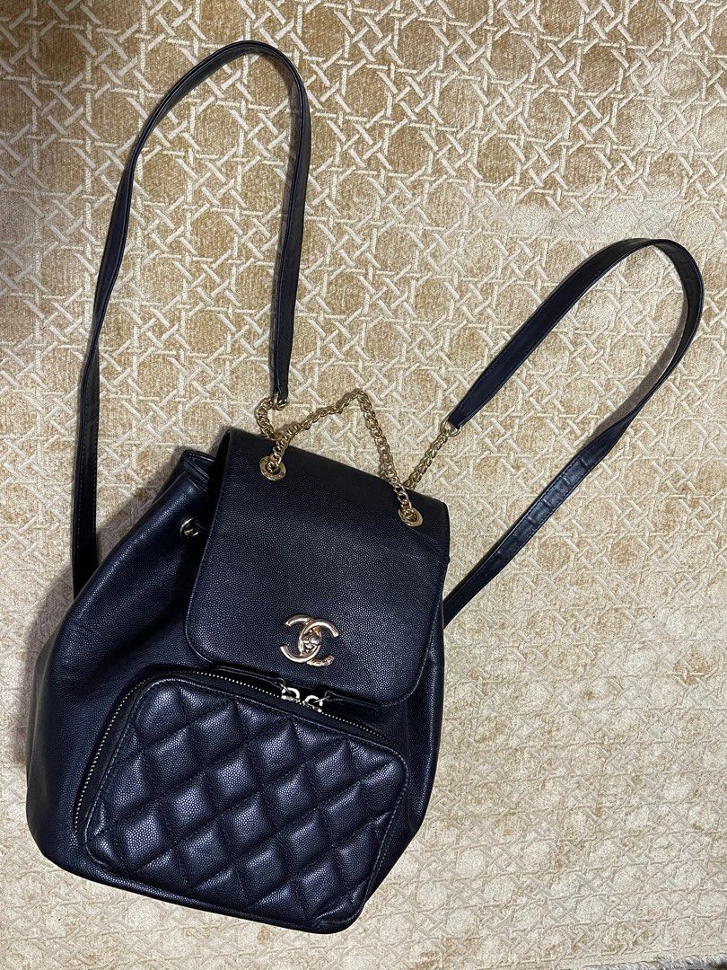 chanel backpack (Category: Luxury Bags & Wallets) located in Calamba. Submitted by thriftingoverload (Listing ID 1285627889, Image 1). Description: plus shipping fee natanggal ung panglikod ng logo nya .