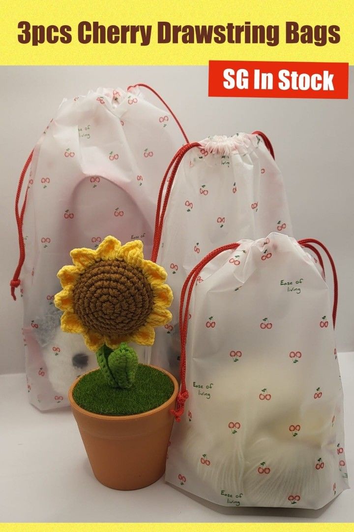 Cherry Drawstring Bags, Hobbies & Toys, Stationery & Craft, Occasions