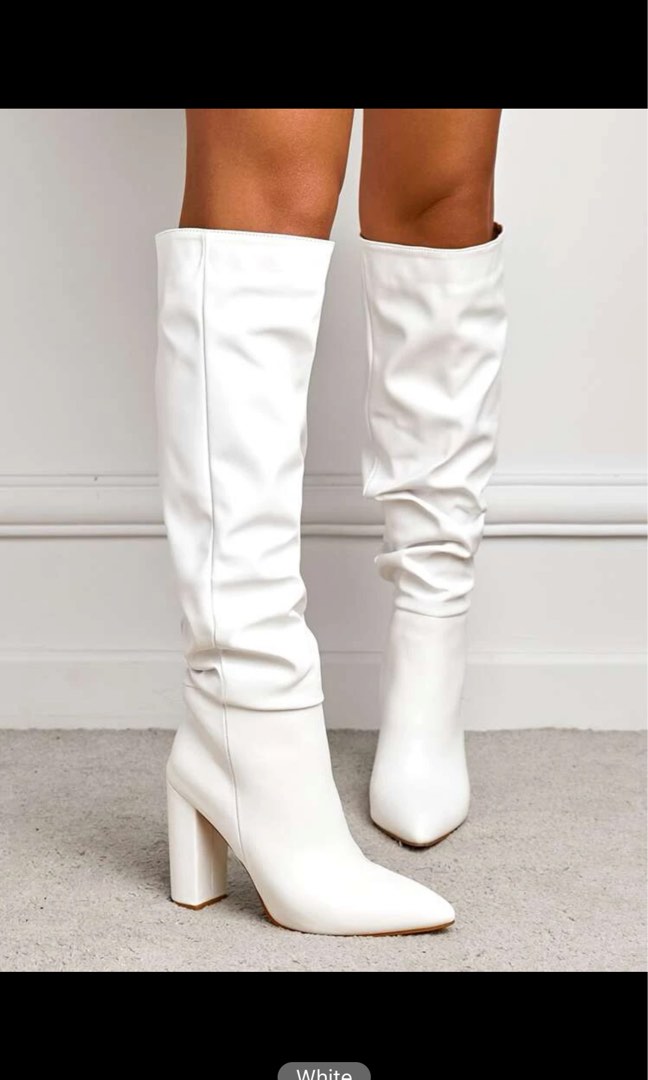 White boots thick heel new arrivals