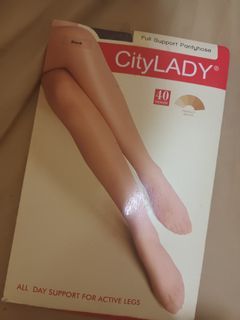 City Lady Full Support Pantyhose Stockings (Black)
