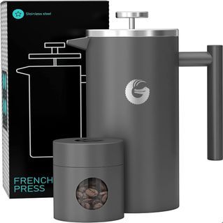 Coffee Gator French Press Coffee Maker - Thermal Insulated Brewer Plus Travel Jar - Large Capacity