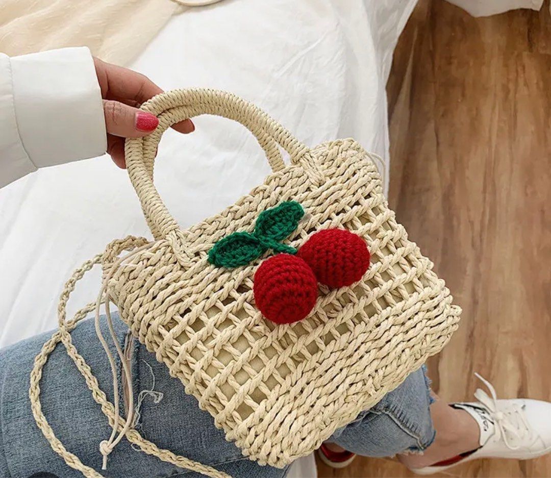 Cherry online straw bag