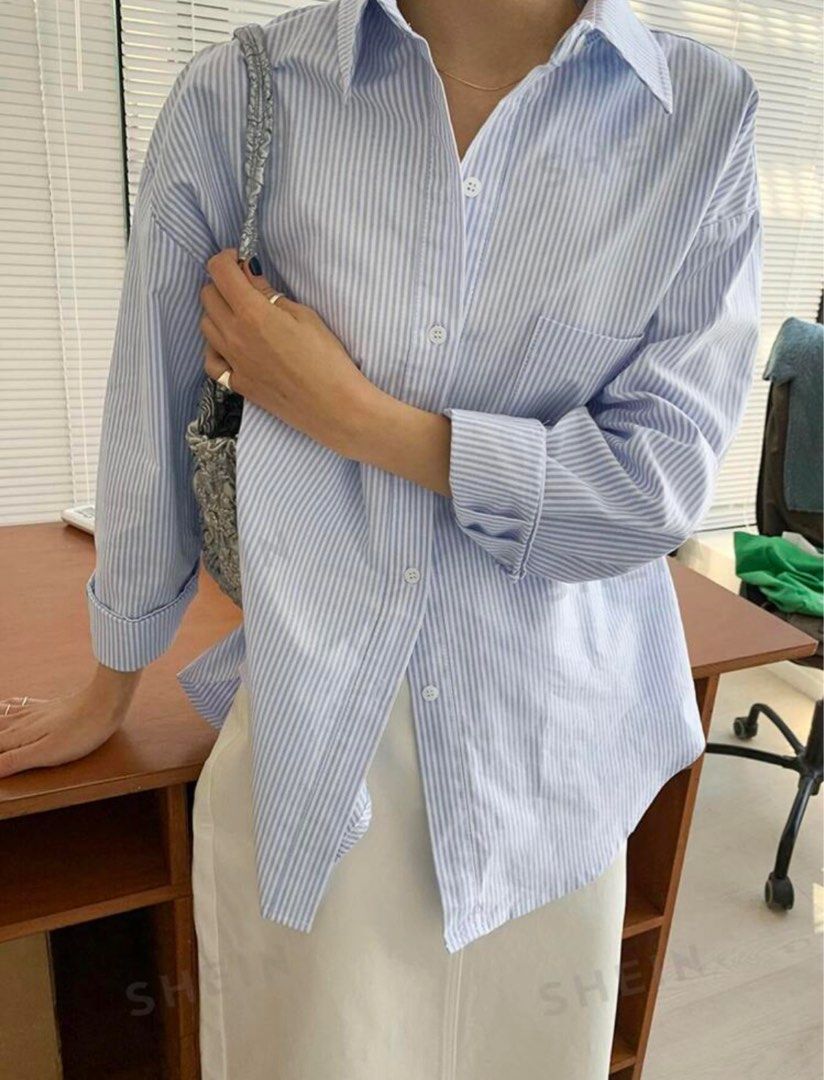DAZY Striped Drop Shoulder Longsleeves (Category: Longsleeves) located in Manila. Submitted by prelovedbypatch (Listing ID 1285642644, Image 1). Description: size: xs condition: 10/10 💭used once 💭bought this from SHEIN for 670 pesos.