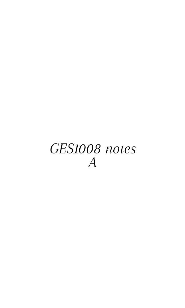 GES1008 notes (Category: Stationery & School Supplies) located in Singapore. Submitted by masterposts (Listing ID 1285680937, Image 1). Description: Taken in AY23/24 Sem 1 under Dr Noorman Abdullah. Includes: ✅️ Lecture notes with notes from readings and tutorials incorporated ✅️ Midterm questions and responses ✅️ Finals questions Can provide tips for studying upon request!.