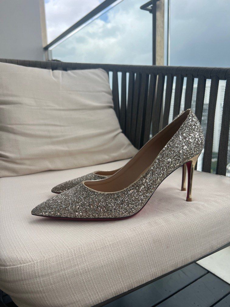 Gold glitter red sole high heels EU 40 Women s Fashion Footwear