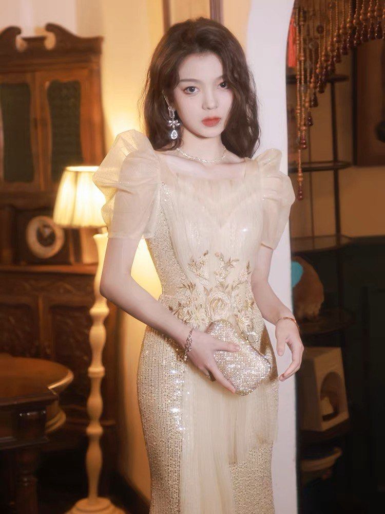 Golden colour gown shop