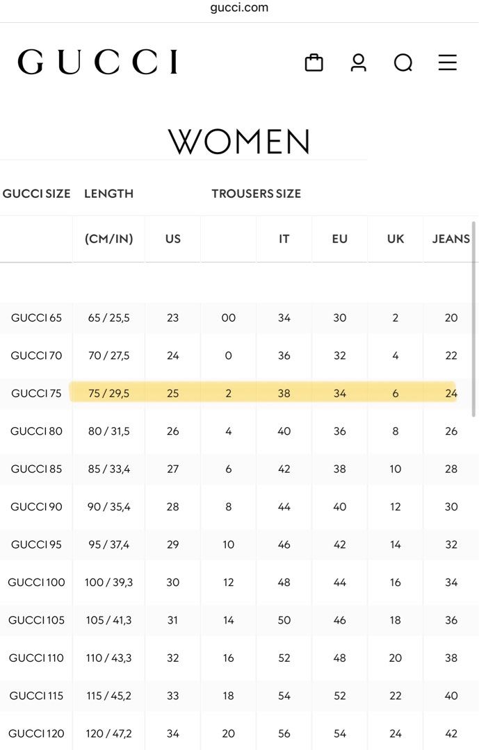 Gucci belt size guide sale