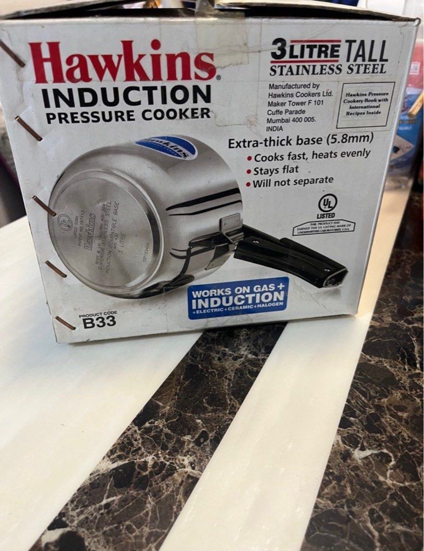 Hawkins Stainless Steel Pressure Cooker 3 Litre (Tall) Gas + Induction