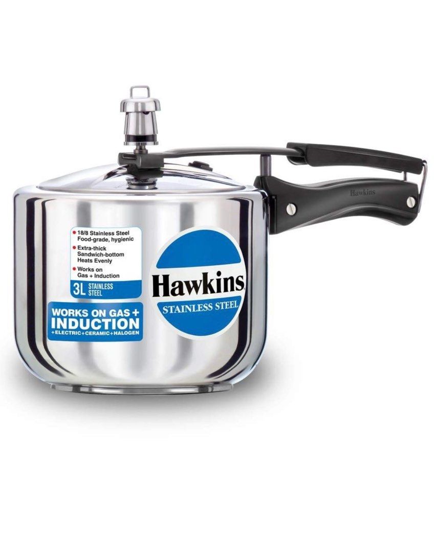 Hawkins Stainless Steel Pressure Cooker 3 Litre (Tall) Gas + Induction