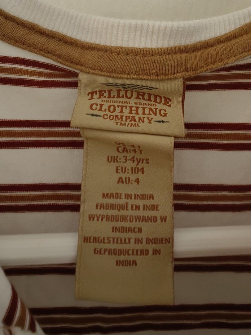 KIDS LONG SLEEVED SHIRT (Category: Babies & Kids Fashion) located in Taguig. Submitted by anitarlim (Listing ID 1285638205, Image 3). Description: Bought in the US last Nov 2023 Used once Very nice material Maroon & mustard stripes RFS: Son outgrew it.