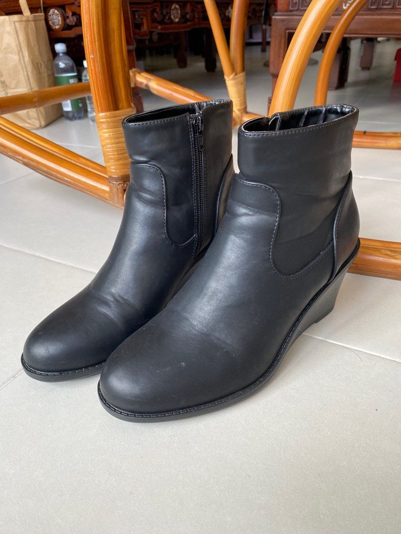 Real leather ankle clearance boots