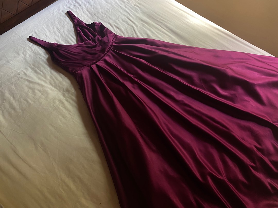 Satin tank long ball gown best sale