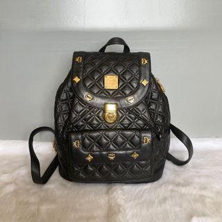 MCM Germany Black Quilted Leather Backpack