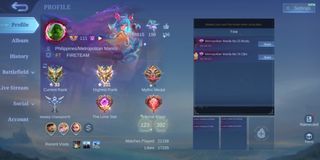 Mobile Legends Account with Blue Specter (Rare) and 392 skins