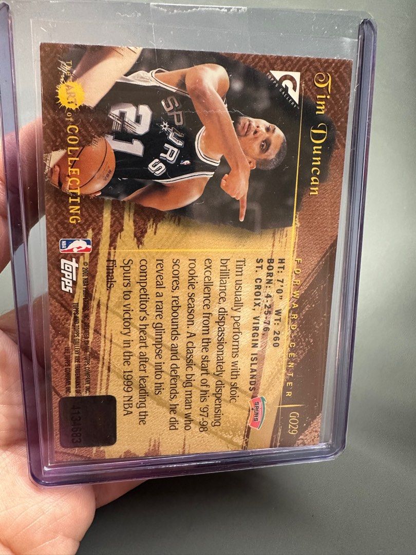 NBA basketball 2001 topps gallery Tim Duncan game authentic game