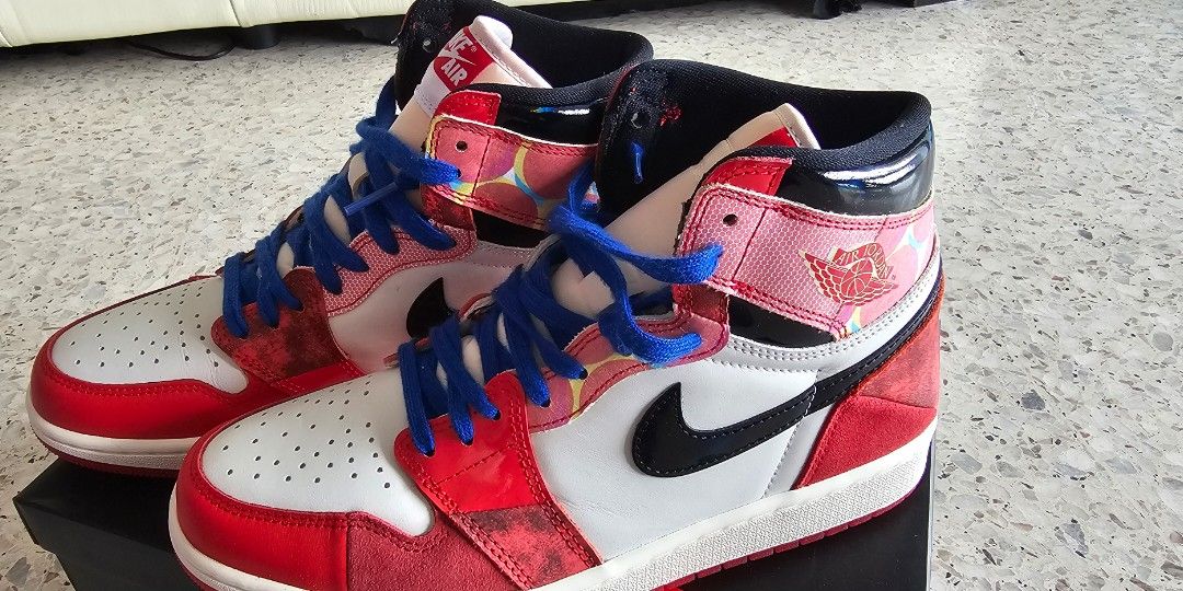 Nike aj1 high into the spiderverse spiderman movie Men s Fashion Footwear Sneakers on Carousell
