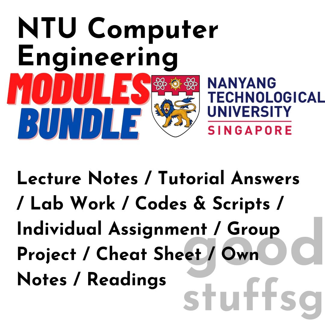 NTU Computer Engineering & Applied Probability Notes (Category: Assessment Books) located in Singapore. Submitted by the.mamashop.sg (Listing ID 1285632565, Image 1). Description: NTU Computer Engineering & Applied Probability Notes All the modules listed: $38.00 Per module: $8.00 Download link will be provided once payment is made. ALL YOU NEED to do well in school. What we have, we provide. .