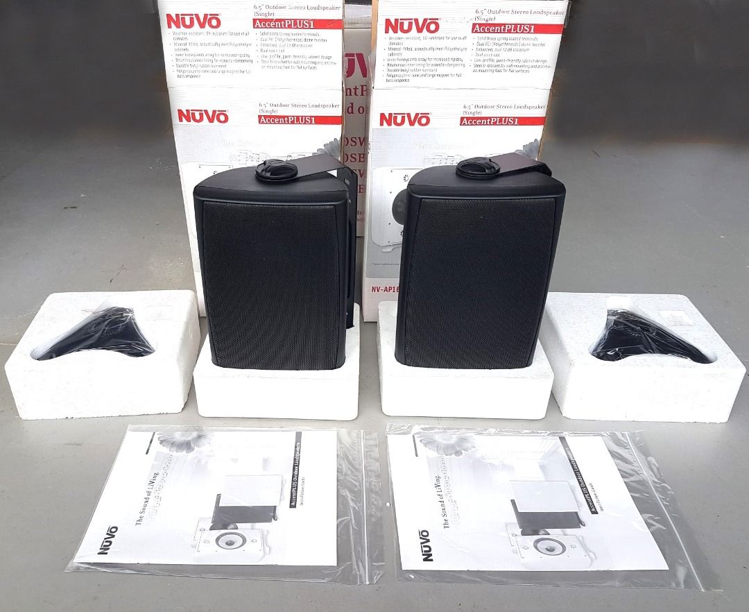 NuVo AccentPlus1 Speaker System USA 160 Watts Loudspeakers Model NV AP160SB Indoor Outdoor Waterproof New in Box RETAIL 800 Professional