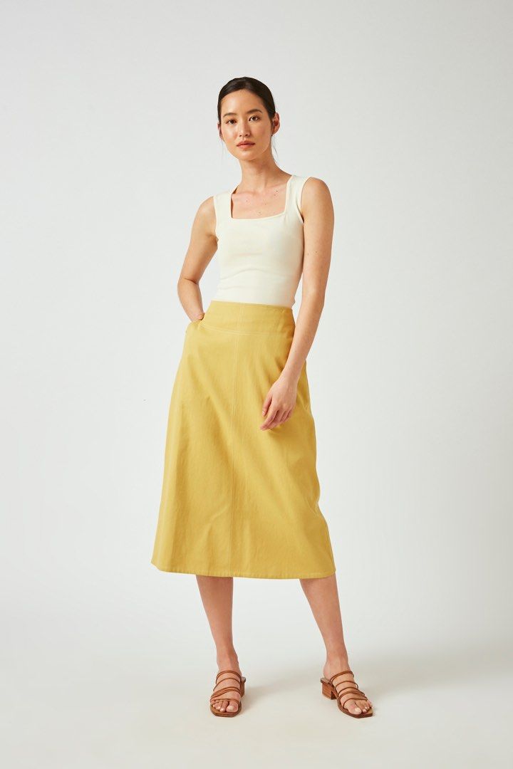 Contrast Stitch A-line Skirt