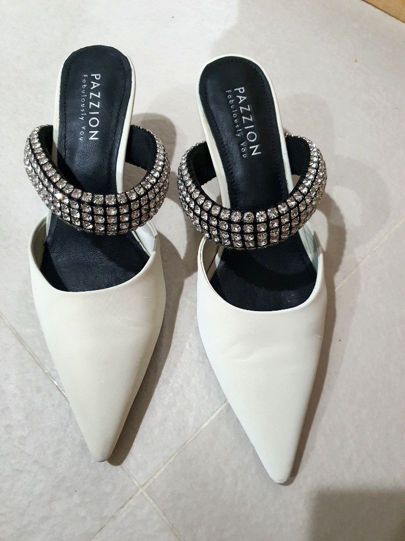 Passion White Satin Kitten Heels