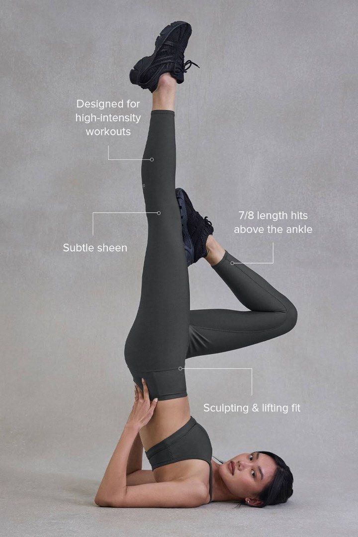 S) ALO YOGA AIRLIFT LEGGING IN ANTHRACITE GREY, Women's Fashion