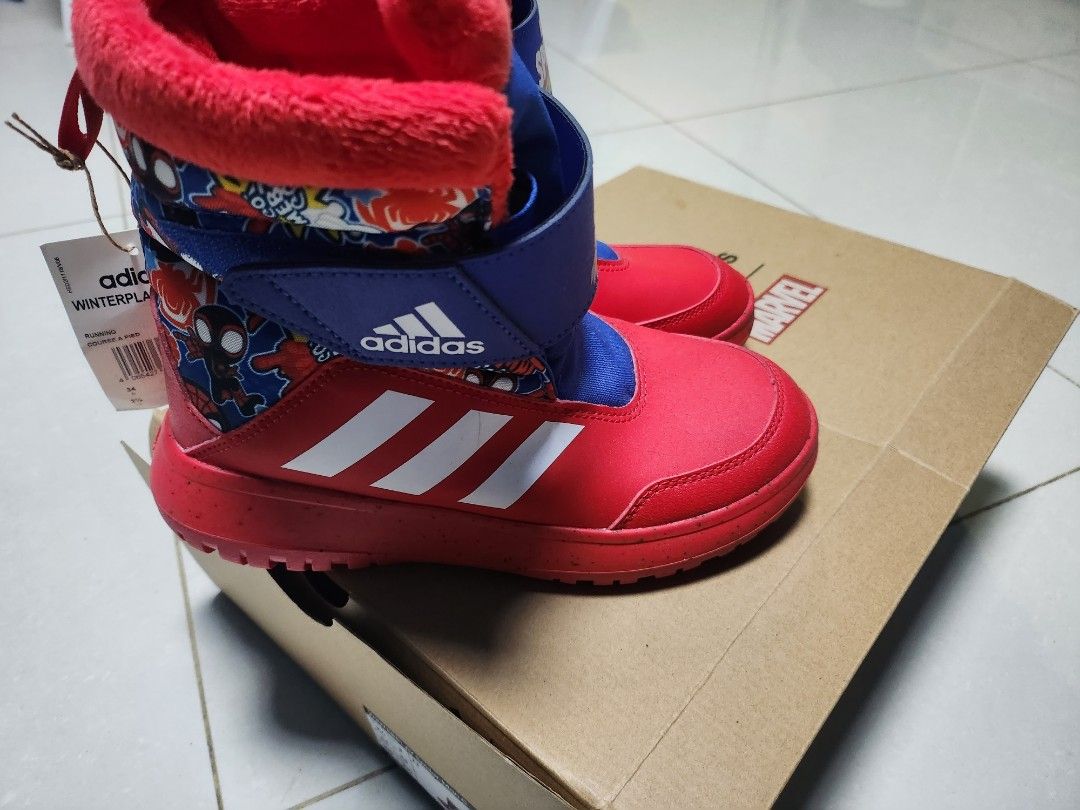 Spiderman Adidas high cut boots with box, Babies Kids, Babies