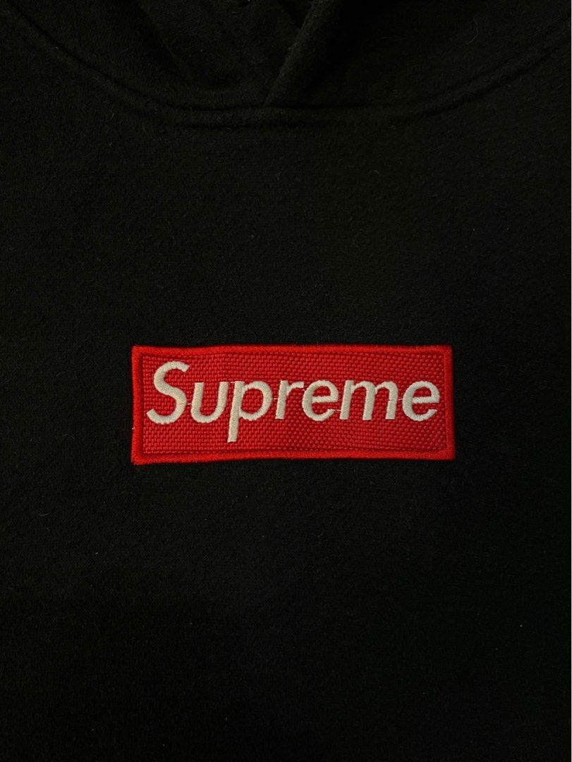 Supreme box logo hoodie black and red 2025