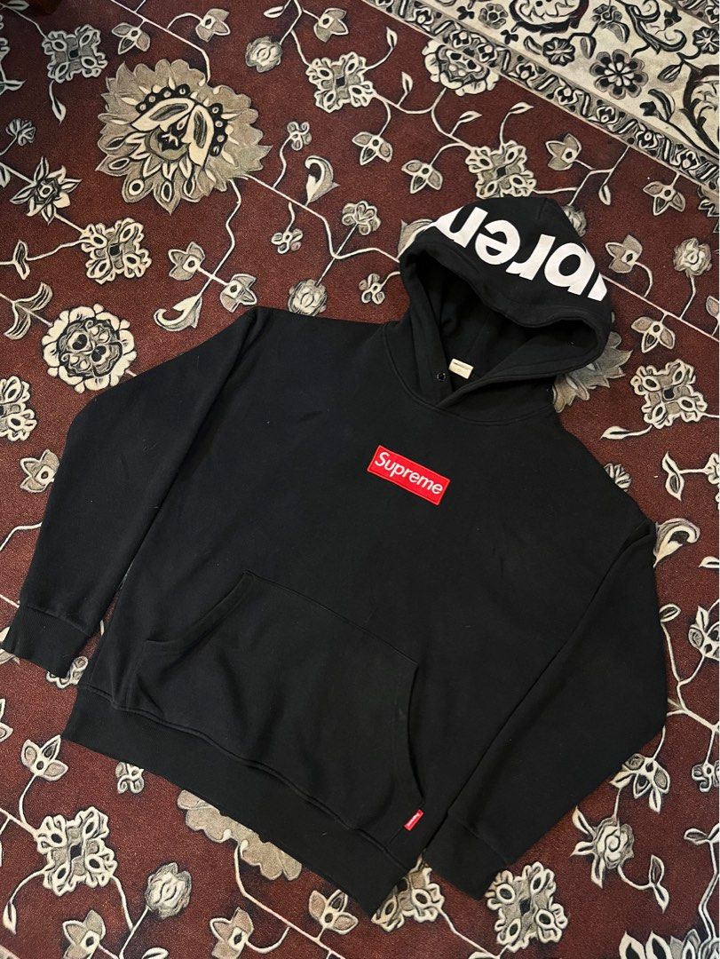 Supreme black deals and brown hoodie