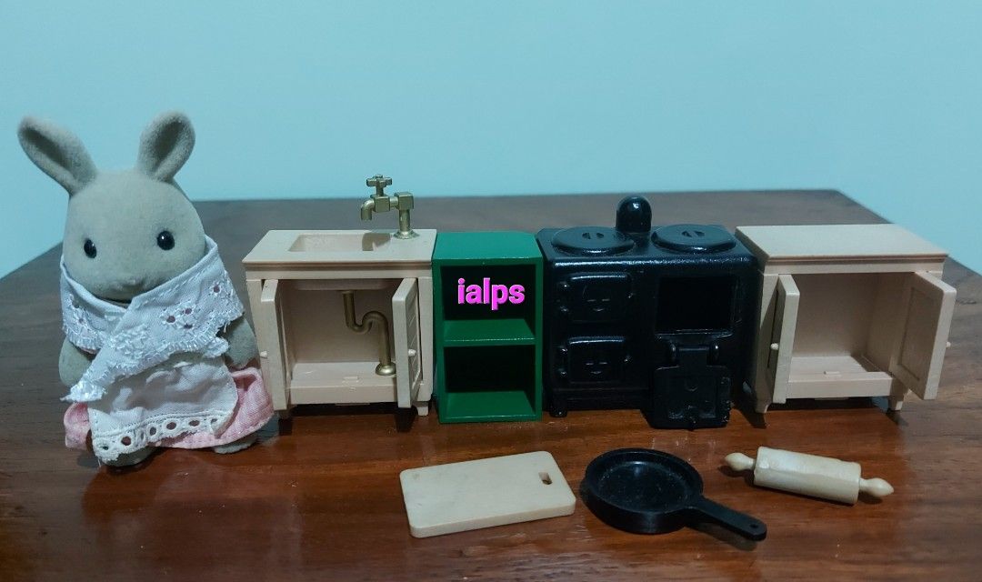 Sylvanian Families 1985 Tomy Kitchen Unit Set (Category: Kids Toys) located in Angono. Submitted by lpsflover (Listing ID 1285641248, Image 3). Description: *FIGURE IS NOT INCLUDED IN THE SALE. FOR SIZE APPROXIMATION PURPOSES ONLY** Sold as set. Complete set. No original box. In good condition but still manage your expectations on used items. Payment via BDO or BPI deposit. Gcash as payment method may be accommodated as long as it is not sent thr