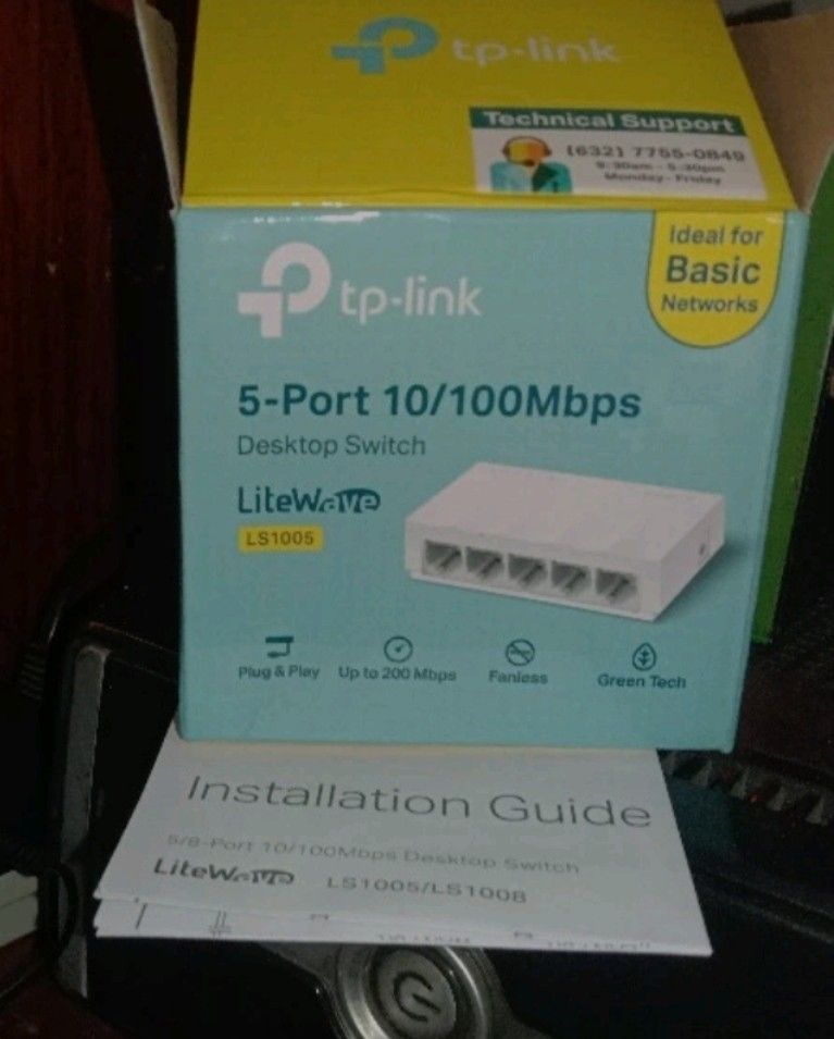 Tp link 5 port hub 100mbps (Category: Cables & Adaptors) located in Malabon City. Submitted by kwisteyndg (Listing ID 1285718745, Image 1). Description: mali ng bili. 8 port hub dpat.