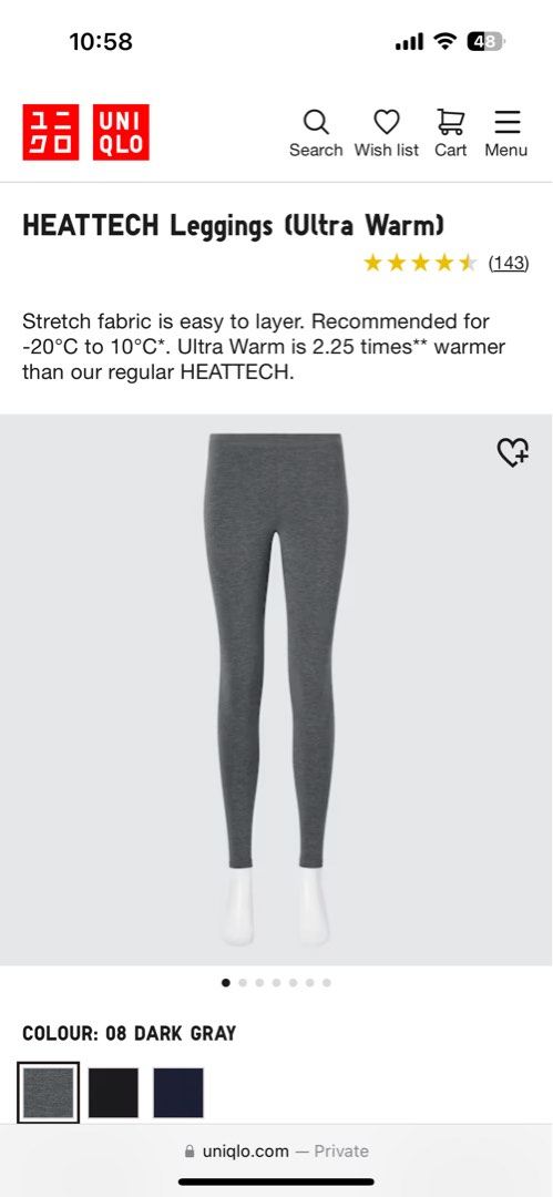 Uniqlo Heattech Ultra Warm Leggings, Women's Fashion, Bottoms