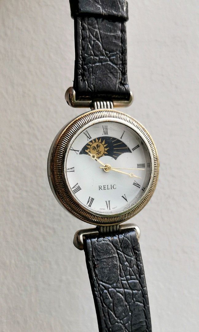 Vintage 90s Relic by Fossil Moonphase Watch Women s Fashion