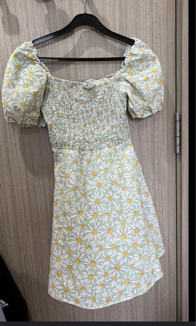 Zara green daisy dress - L, Women's Fashion, Dresses & Sets, Dresses on  Carousell